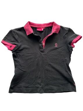 Vicomte A. Paris Palm Beach Equestrian Vintage Black & Pink Polo Shirt